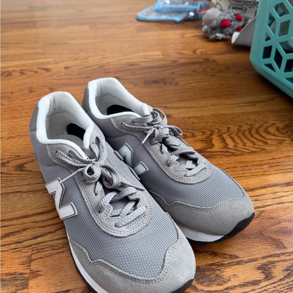 New Balance Light Gray Mesh & Suede Lace-Up Sneakers
